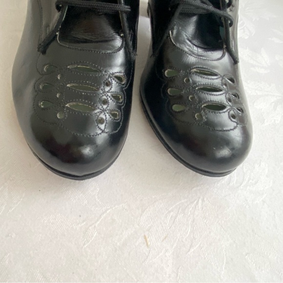 Vintage 1940s Black Leather Granny Shoe NOS Size 8 - Picture 6 of 17